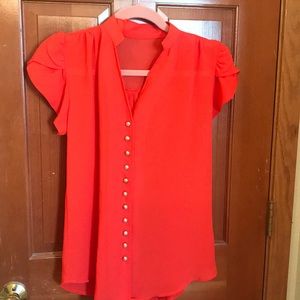 EUC vintage top M, tomato orange/red